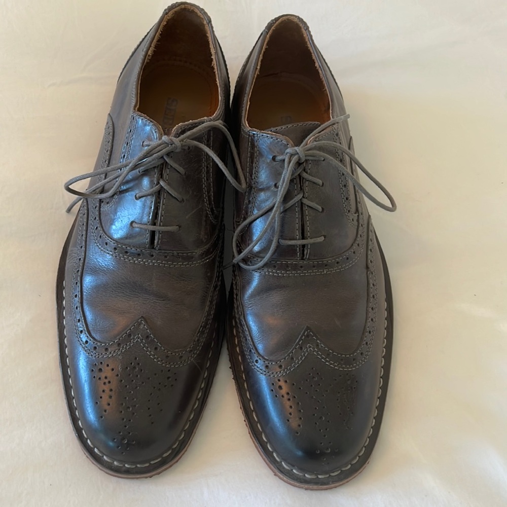 Charcoal grey wingtip dress shoes